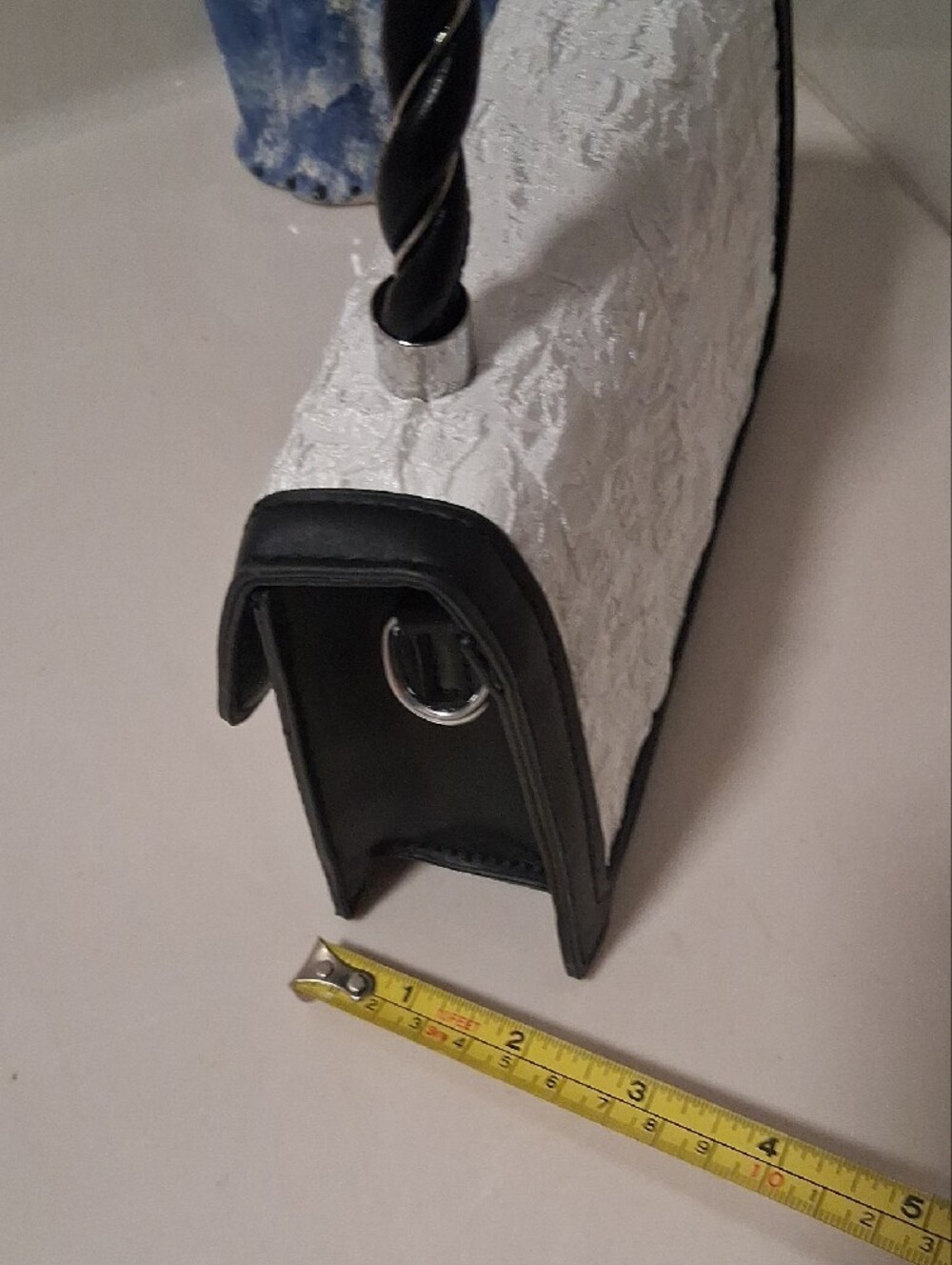 Small White & Black Top-Handle Crossbody Bag - Picture 14 of 14